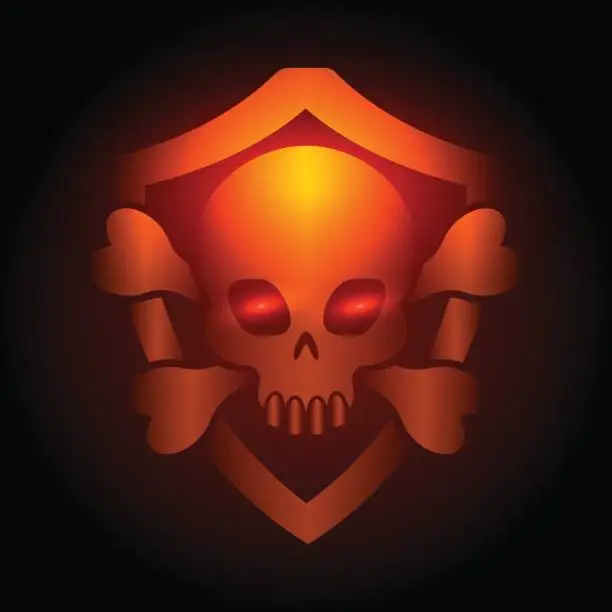 Vector illustration of Biker club poster with skull emblem