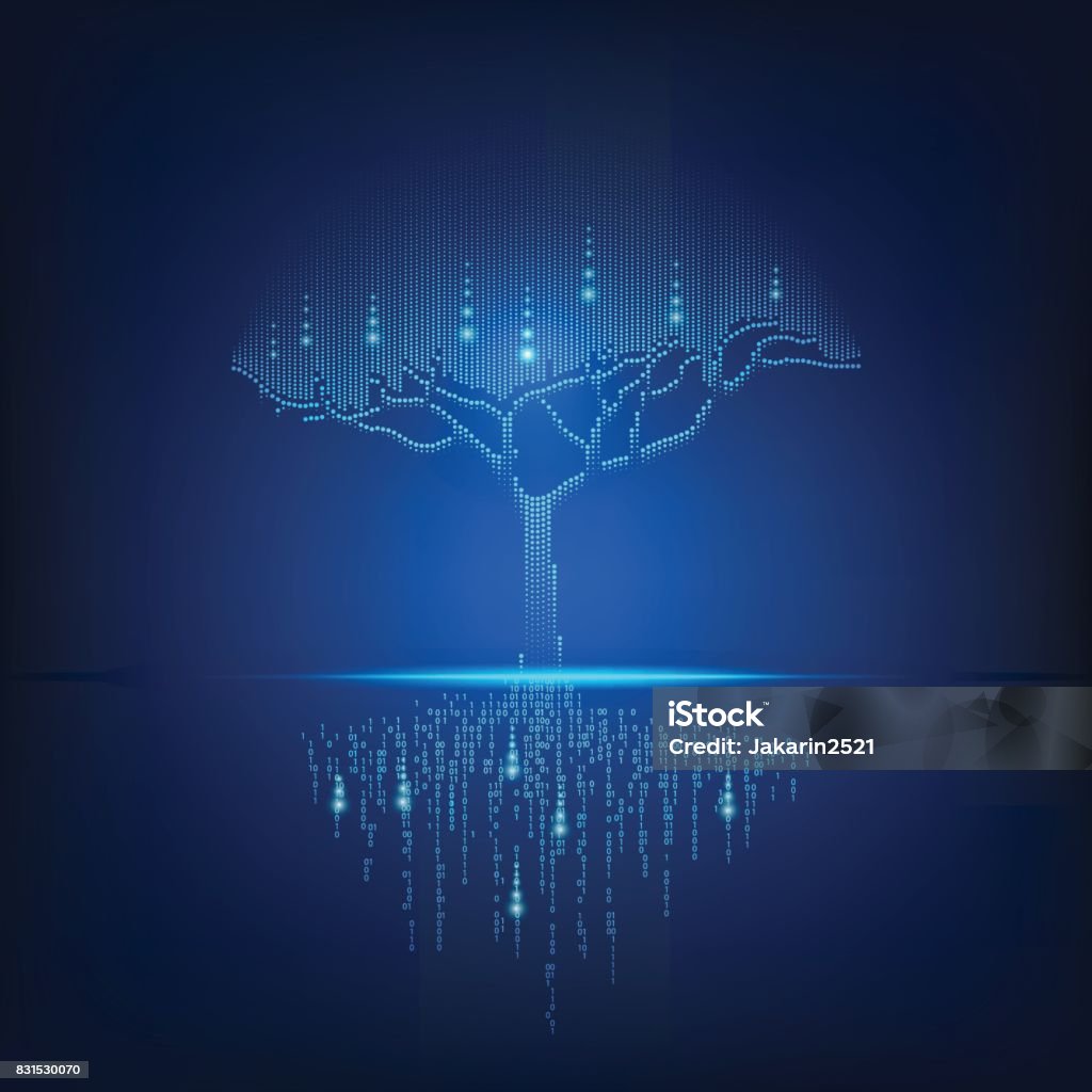 árbol digital - arte vectorial de Árbol libre de derechos