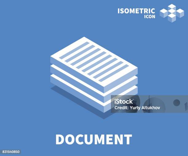 Document Icon Illustration Vector Symbol In Flat Isometric 3d Style Isolated On Color Background Stock Illustration - Download Image Now