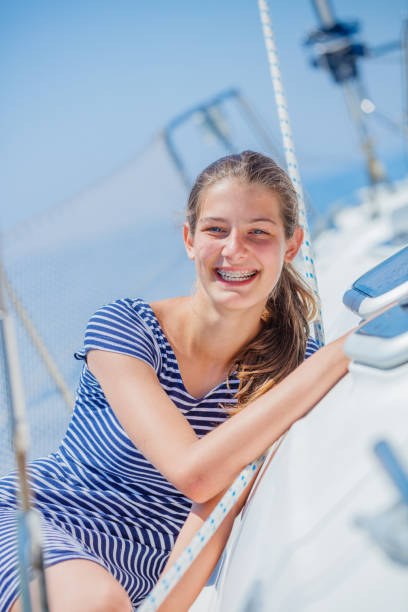 istock Girl Sailing On Yacht in Greece 831543718