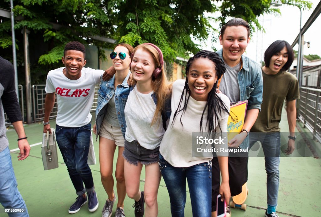 People Friendship Togetherness Huddle Team Unity Concept Teenagers Only Stock Photo