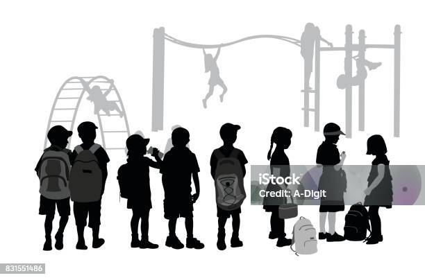 After School Playground Stock Illustration - Download Image Now - In Silhouette, Child, Elementary School