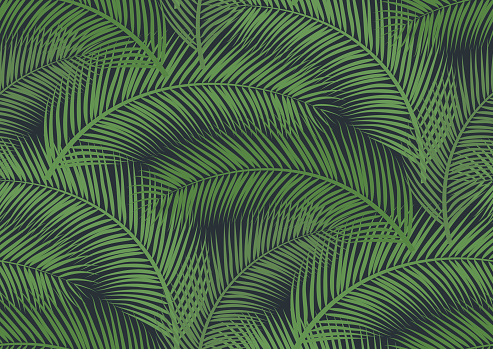 Seamless pattern with trendy tropical summer motifs, exotic leaves and plants. For fabric, wallpapers, web page backgrounds, surface textures, textile.