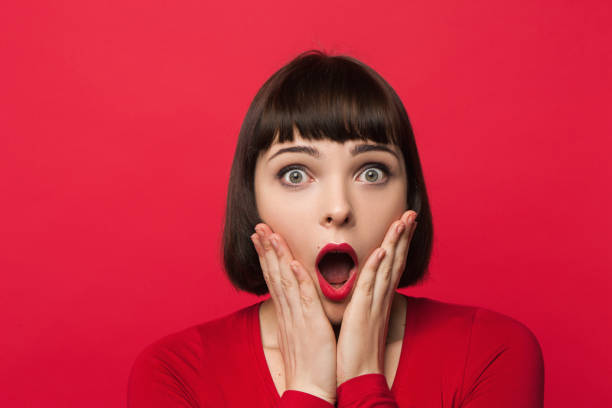 Astonished young female. Surprise emotion