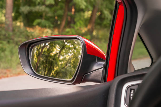 istock Close-up view of rearview mirror on the car 831554964