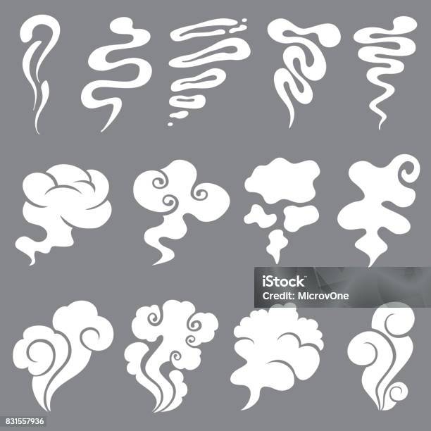 Cartoon Smoke And Dust Clouds Comic Puff And Steam Vector Set Stock Illustration - Download Image Now