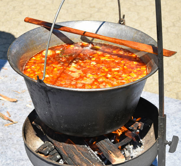 굴 라 시 야외 요리 - soup photography pan hungary 뉴스 사진 이미지