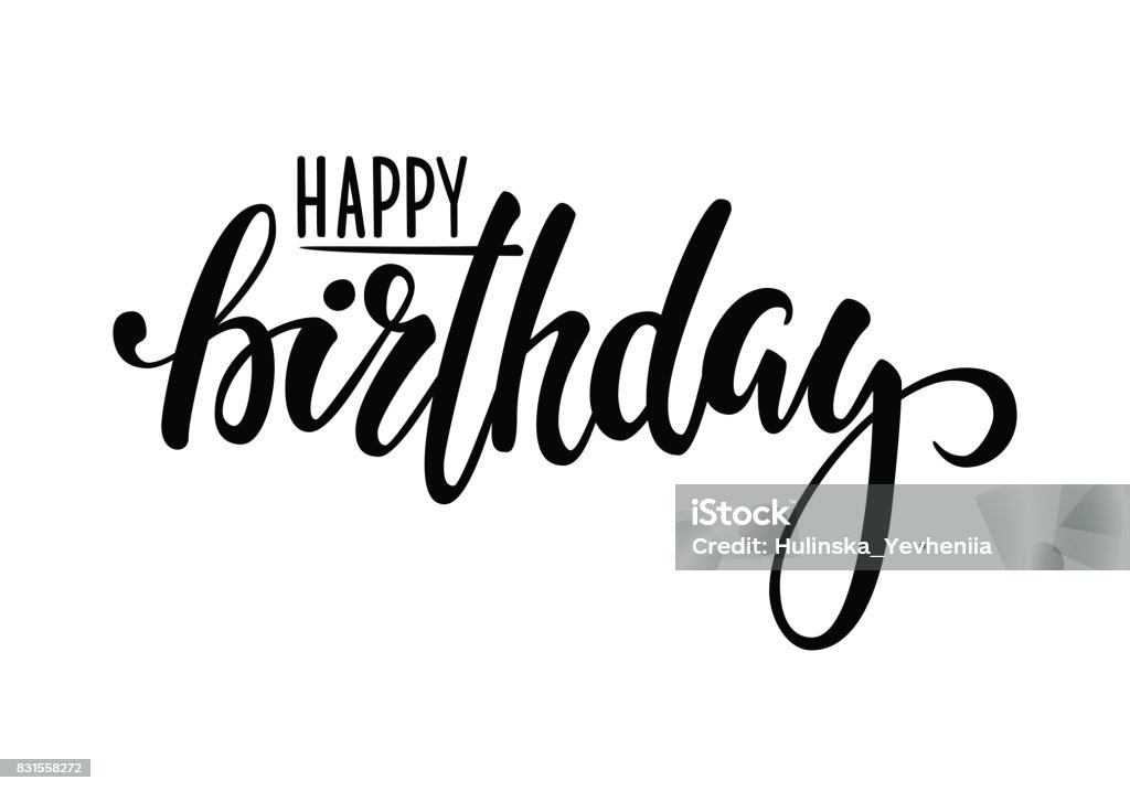 Joyeux Anniversaire. Lettrage de plume calligraphie et brosse dessiné à la main. conception de cartes de voeux vacances et invitation de douche de bébé, anniversaire, invitation à - clipart vectoriel de Banderole - Signalisation libre de droits