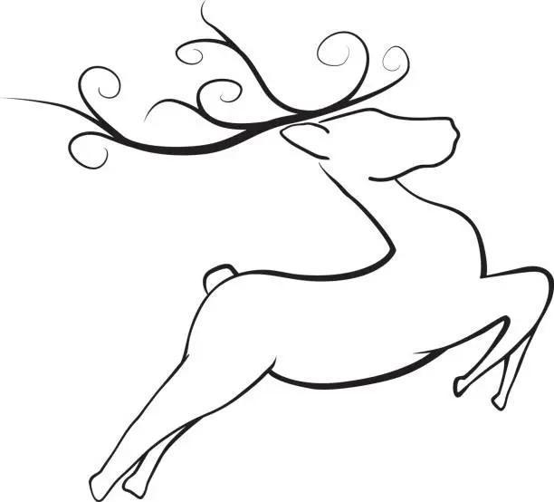 Vector illustration of Jumping Christmas Reindeer