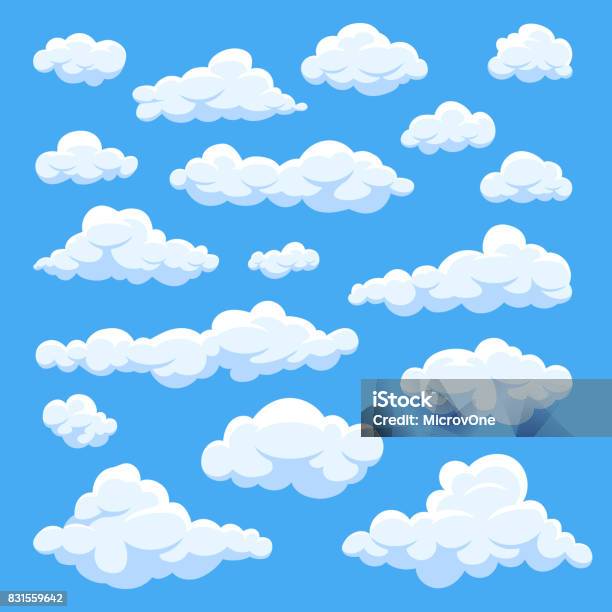 Ilustración de Dibujos Animados De Nubes Aisladas En La Colección De Vectores De Panorama De Cielo Azul y más Vectores Libres de Derechos de Nube
