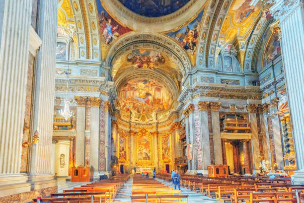 Rome, Italy - May 09, 2017 : Inside the Church of St. Ignatius of Loyola at Campus Martius (Italian: Chiesa di Sant'Ignazio di Loyola in Campo Marzio. Rome, Italy - May 09, 2017 : Inside the Church of St. Ignatius of Loyola at Campus Martius (Italian: Chiesa di Sant'Ignazio di Loyola in Campo Marzio. Italy. ncaa college conference team stock pictures, royalty-free photos & images