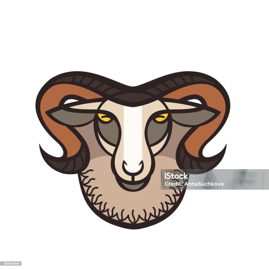 Dessin de tête de ram - clipart vectoriel de Agneau - Animal libre de droits