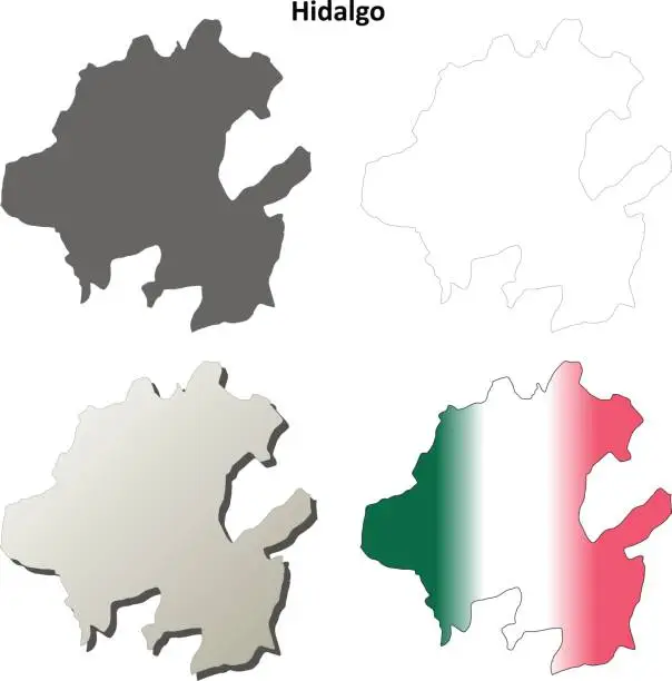 Vector illustration of Hidalgo blank outline map set