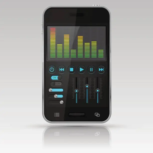 Vector illustration of Digital equalizer on smartphone screen