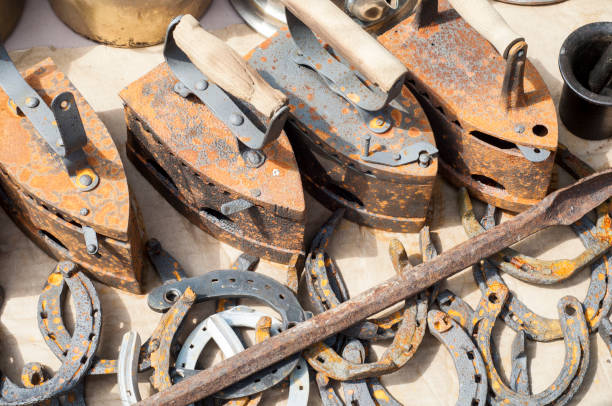 istock The old iron. Horseshoes.  Forged metal smith 831571500