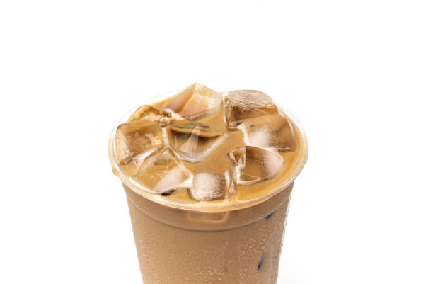 istock Iced coffee cafe latte on white background 831577876