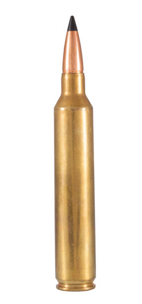 istock Rifle cartridge on white 831578768