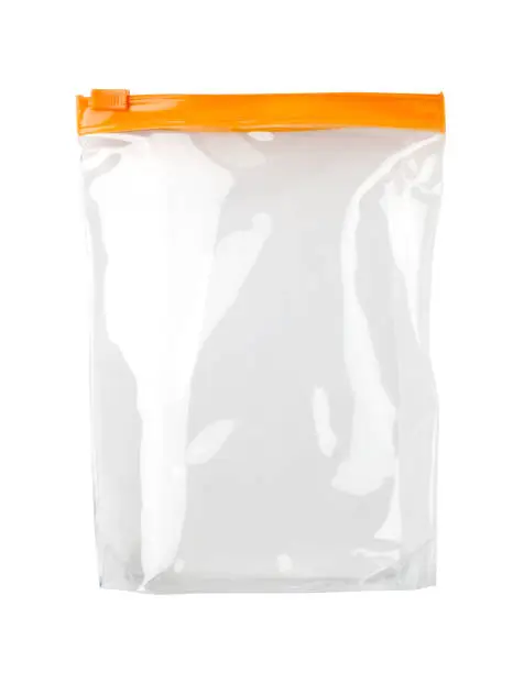 Plastic zipper bag isolated on white background