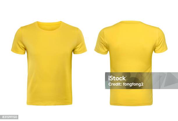 Yellow Tshirts Front And Back Used As Design Template Stock Photo - Download Image Now