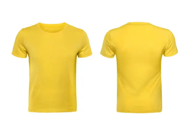 Photo of Yellow T-shirts front and back used as design template.