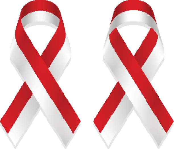 istock Ribbon red and white flag of Indonesia isolated on white background, front and back view, a vector illustration. 831597194