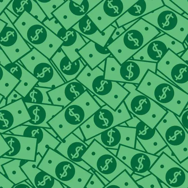 Vector illustration of Money pattern with many dollar currency signs