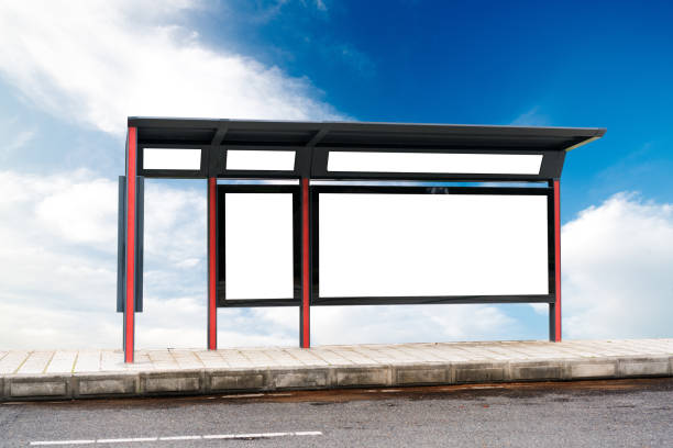 istock Blank billboard on city bus station 831597452