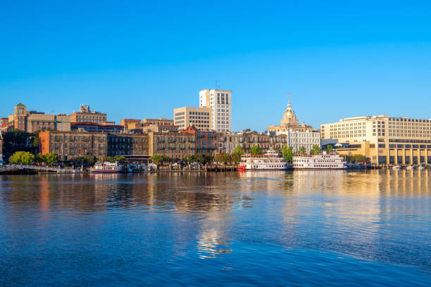 istock Riverfront of downtown Savannah in Georgia 831598002