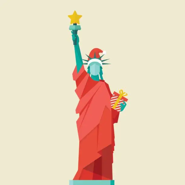 Vector illustration of Santa Statue of liberty