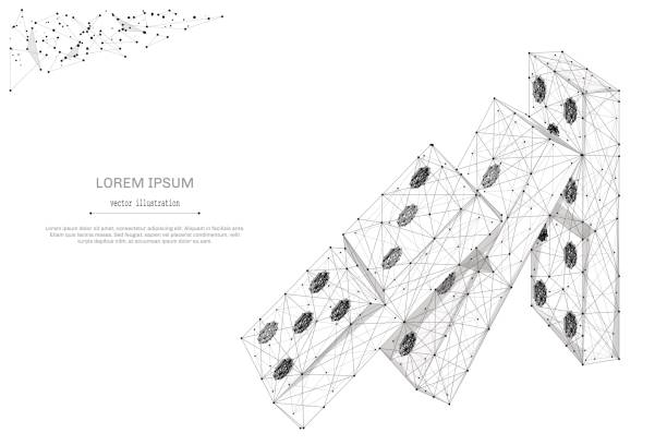 эффект домино низкий поли-серый - эффект домино stock illustrations