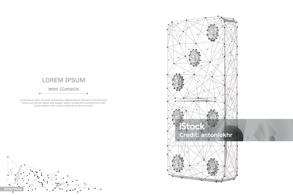 Domino low poly gray Abstract mash line and point Domino on white background with an inscription. Starry sky or space, consisting of stars and the universe. Vector business illustration Domino Effect stock vector