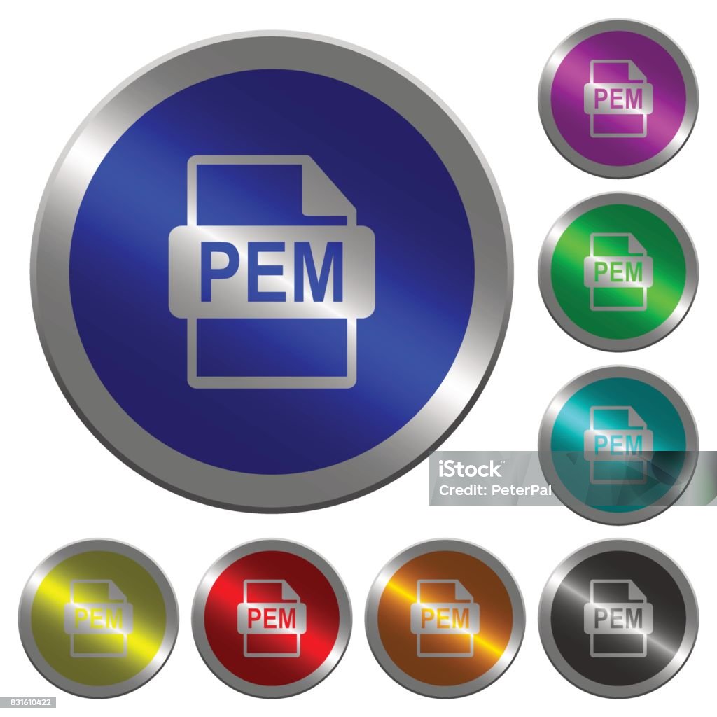 Pem Icon Pem File Format Luminous Coinlike Round Color Buttons Stock ...