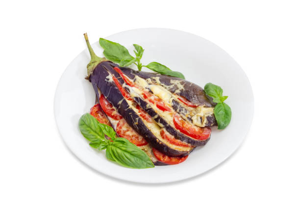istock Eggplant stuffed with vegetables and cheese 831614772