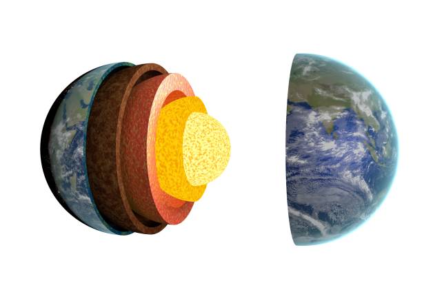 istock Earth layers and structure. Isolated on white background. 3D rendered illustration. 831619164