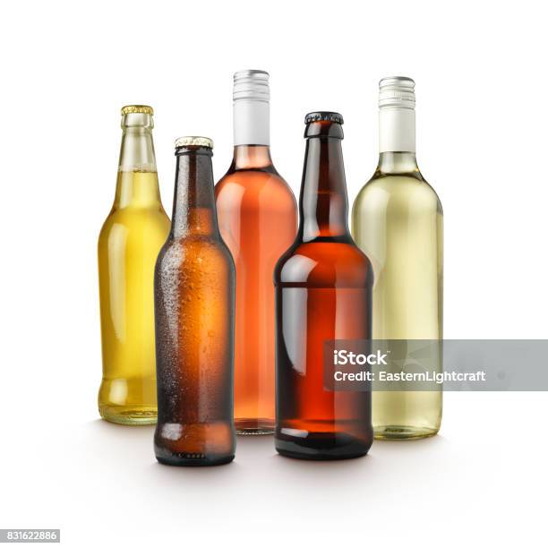Alcohol Drinks Group Stock Photo - Download Image Now - Alcohol - Drink, Bottle, Wine
