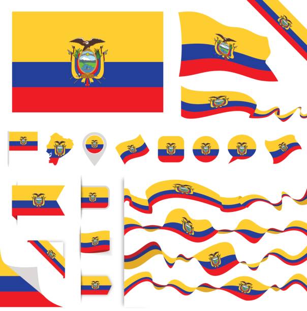 N0605 - Turkey - Flag Set Ecuador Flag Set ecuador stock illustrations