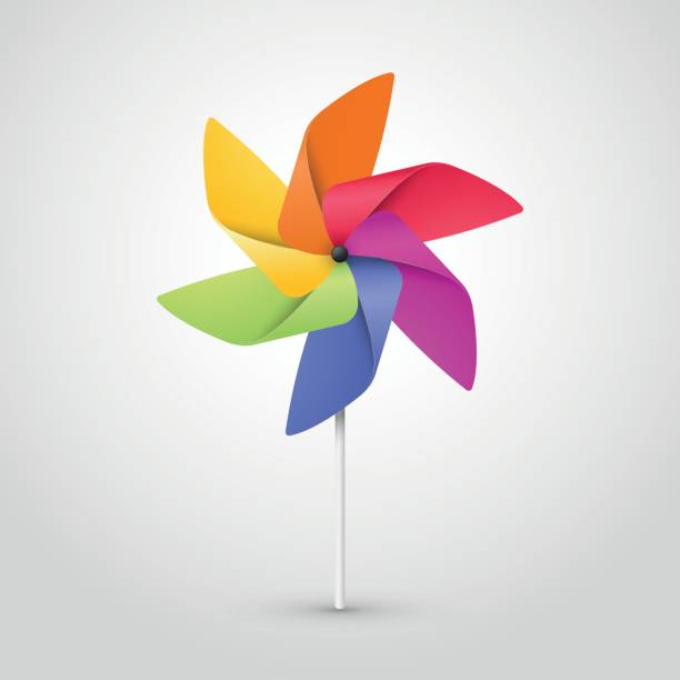 color pinwheel modern style color pinwheel colorful paper windmill toy stock illustrations