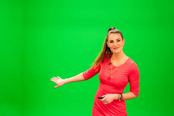 istock Journalist against green background 831631406