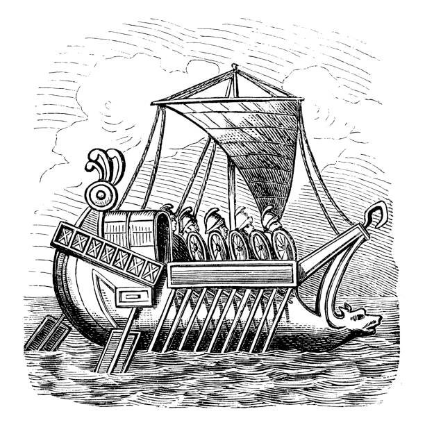 ilustrações de stock, clip art, desenhos animados e ícones de ships series - ancient egyptian culture egyptian culture sailing ship ancient