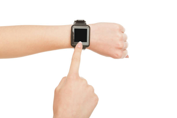 istock Woman's hand wearing smart watch, crop, cut out 831639664