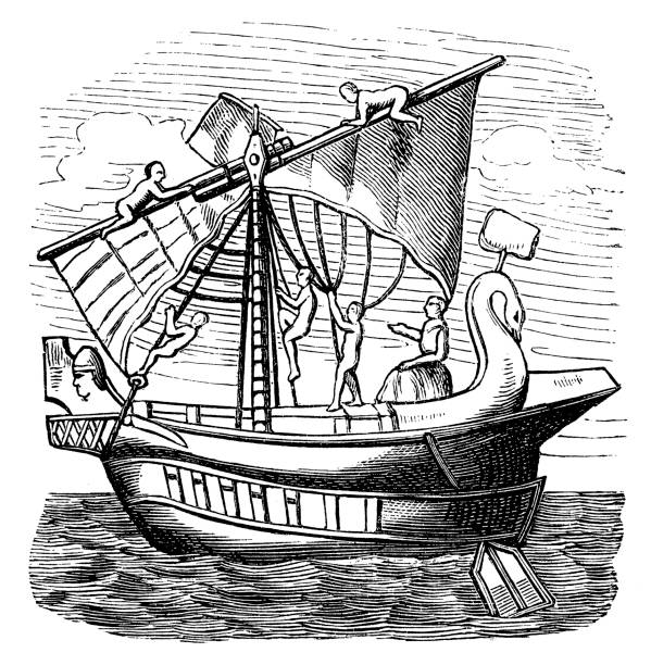 ilustrações de stock, clip art, desenhos animados e ícones de ships series - ancient egyptian culture egyptian culture sailing ship ancient