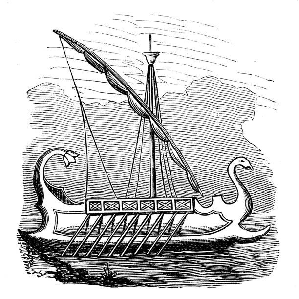 Ships series Illustration of a ships series phoenician stock illustrations