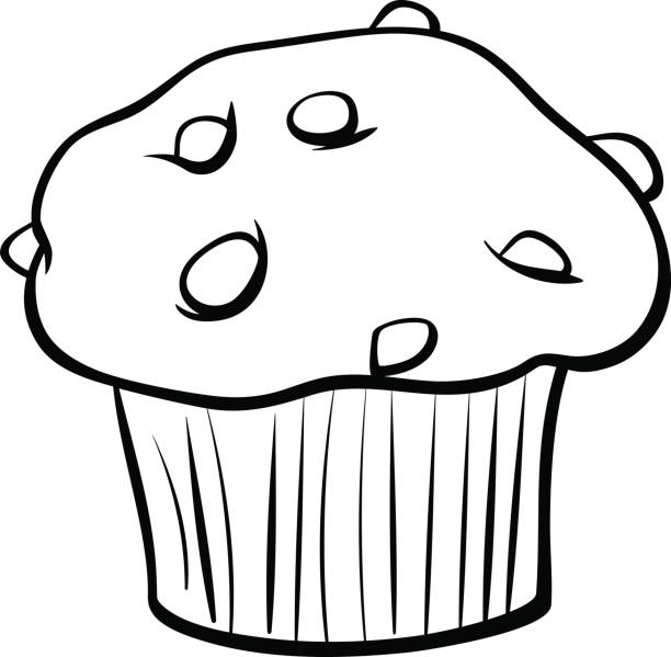 muffin s čokoládovou omalovánkou - muffin stock ilustrace