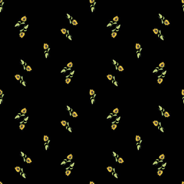 istock Seamless pattern made of hand-drawn watercolor wild sunflower 831647882