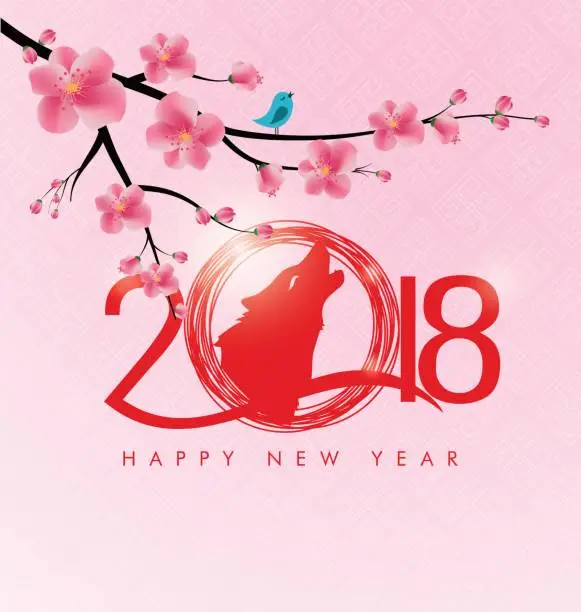 Vector illustration of Happy new year 2018