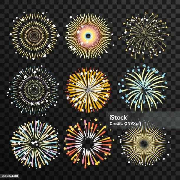 Fireworks Exploding Graph Picture Gigantic Fireworks With Big Explosion Flame Burst Vector Illustrations ...