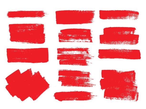 Painted grunge stripes set. Painted grunge stripes set. Red  labels, background, paint texture. Brush strokes vector. Handmade design elements. splatters and brush textures stock illustrations