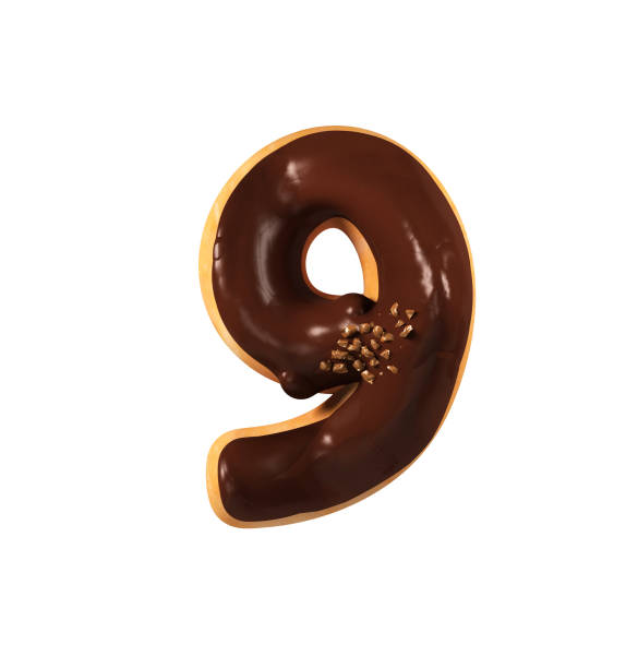 istock Chocolate Donut Font Concept. Delicious Number 9 831656590