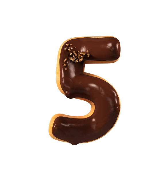 istock Chocolate Donut Font Concept. Delicious Number 5 831656654