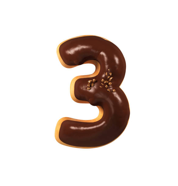 istock Chocolate Donut Font Concept. Delicious Number 3 831656800